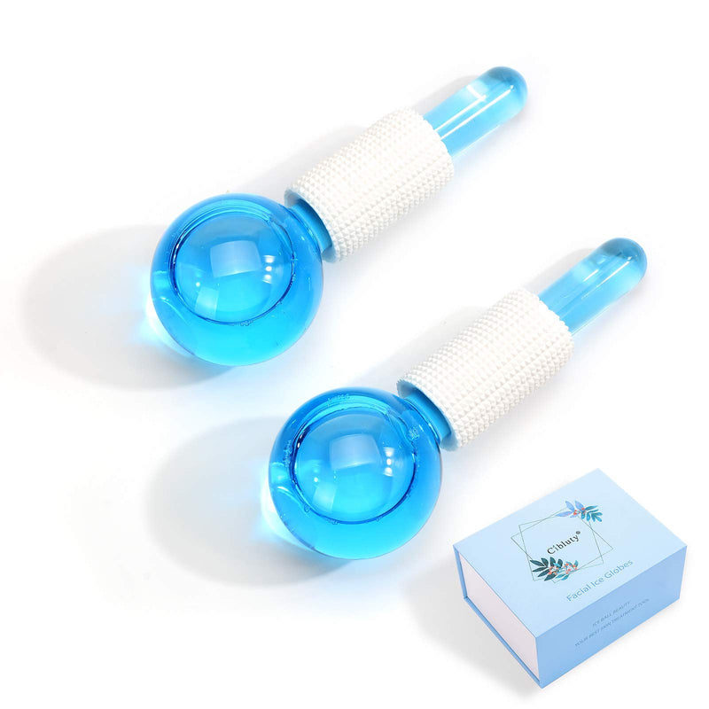 [Australia] - CIBLUTY ICE GLOBES for FACIAL, 2 PCS Facial Globes for Massage Tool, Facial Roller Cold Skin Massagers, Tighten Skin, Reduce Puffiness and Dark Circles, Enhance Circulation Blue 
