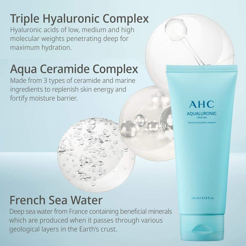 [Australia] - AHC Hydrating Aqualuronic Facial Cleanser for Dehydrated Skin Korean Skincare 140 ml 
