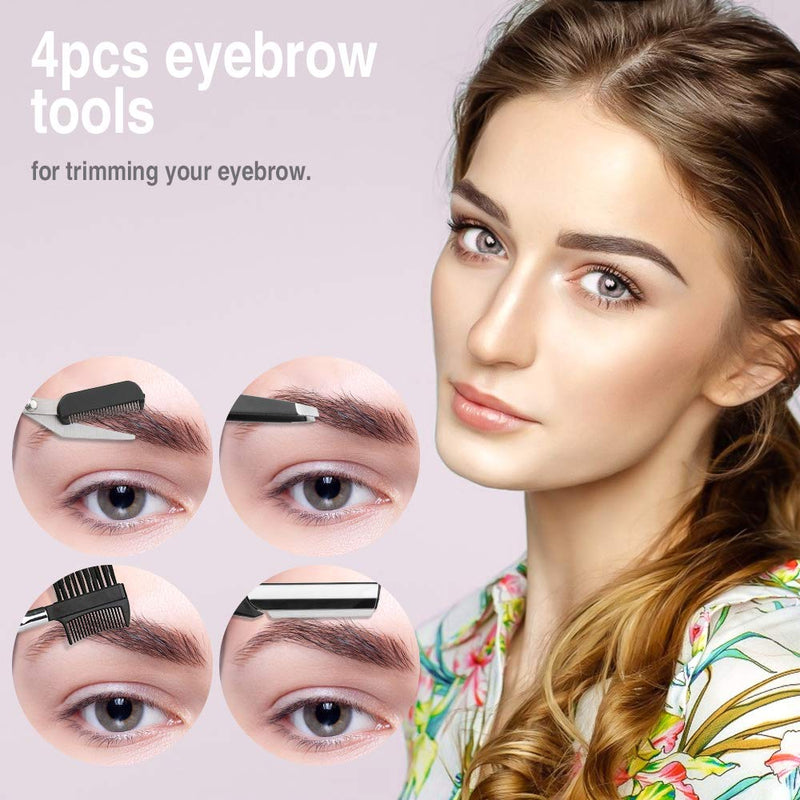 [Australia] - 4 Pcs Eyebrow Trimming Kit Eyebrow Grooming Set with Tweezers Scissors Eyebrow Razor and Eyebrow Brush for Women and Men 