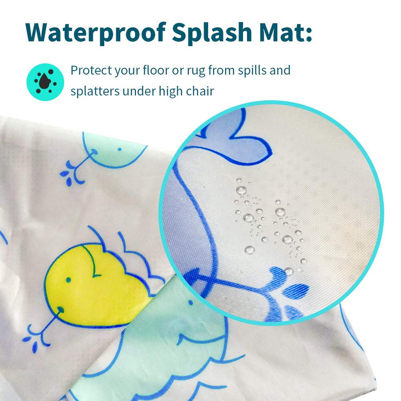 [Australia] - Baby High Chair Splat Floor Mat, 43.3″Waterproof Washable Anti Slip Splash Mat for Eating Mess Floor Protector, Table Cloth and Picnic Mat Whale-43.3″ 