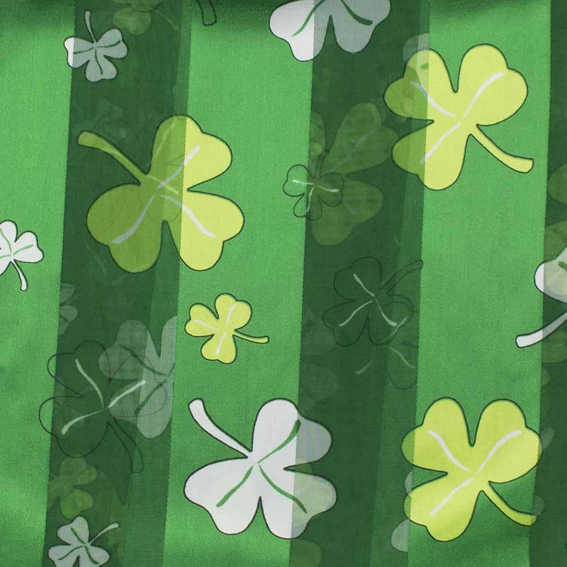 [Australia] - BasicSense Unisex Lightweight Shiny Silky Celtic Irish Green Shamrock, Luck Clover Satin Stripe Oblong Scarves, St. Patrick Day Big Leaves Green 