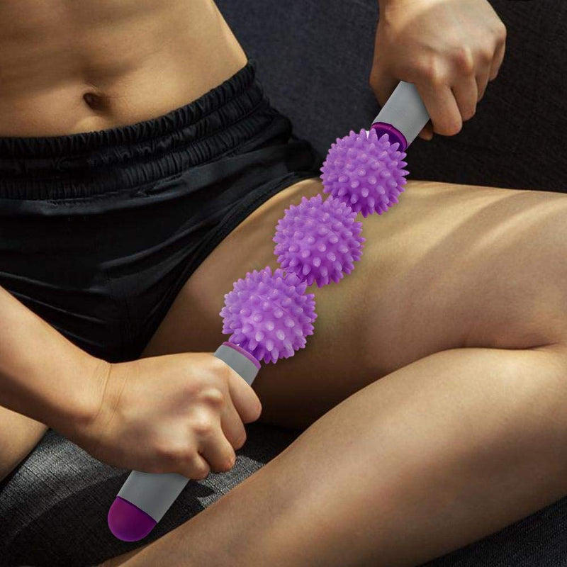 [Australia] - Huairdum Yoga Muscle Roller Stick, Cellulite Spiky Ball Back Arms Shoulder Leg Body Massage Tools Deep Tissue With Spiky Balls Waist Relaxation Fitness Exercise Stick #4 