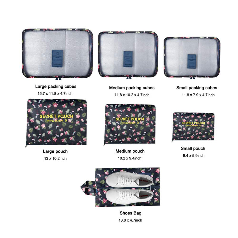 [Australia] - 7PCS Travel Packing Cubes for Suitcases, TOYESS Waterproof Nylon Luggage Organiser Storage Bags Value Set for Backpack, Cactus 7pcs-cactus 