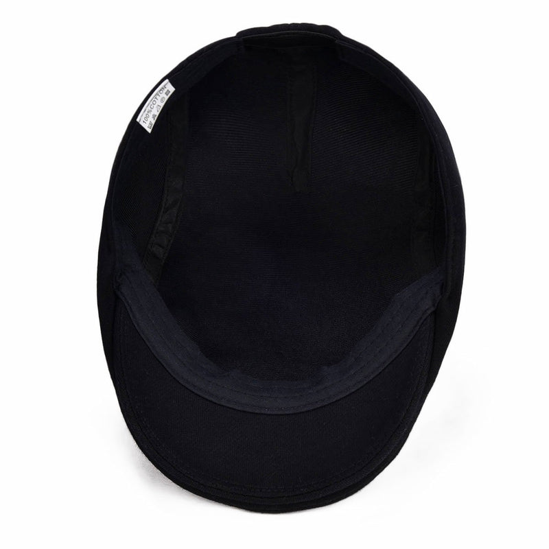 [Australia] - VOBOOM Men's Cotton Flat Ivy Gatsby Newsboy Driving Hat Cap Black 