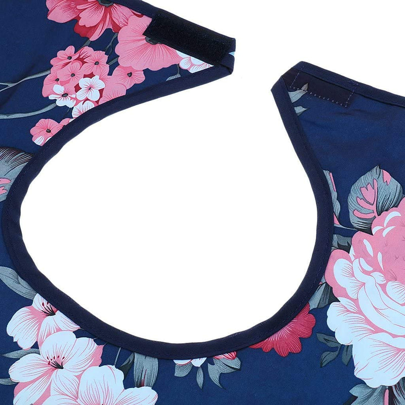 [Australia] - POFET Reusable Terry Cloth Adult Bibs – Absorbent Waterproof Clothing Protector for Men, Women, Elderly Disability Aid Apron Grid - Hibiscus 