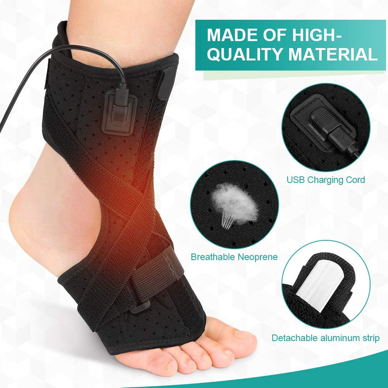 [Australia] - Foot Heating Pad,Plantar Fasciitis Support Brace 1 Pair Compression Foot Sleeves Heated Therapy Night Splint Achilles Tendonitis for Arthritis Sprains Strains Heel Spur Torn Tendons Black Foot Splint+Socks 