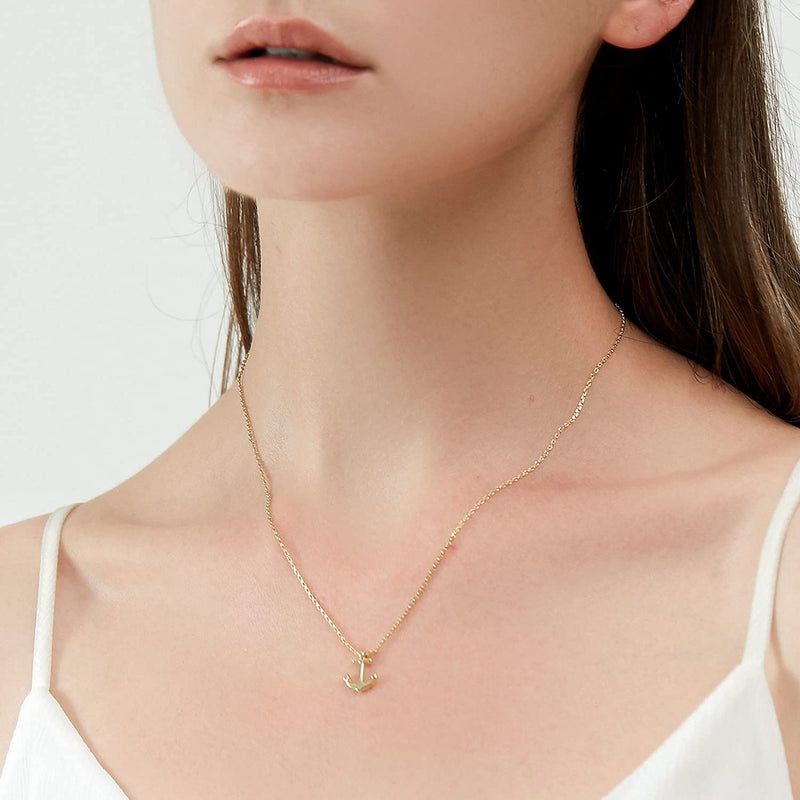 [Australia] - Dainty Necklaces For Teen Girls With Anchor Design Gold Necklaces For Women Cute Pendant Chain Necklace Boho Adjustable Love Necklaces Gifts For Girls Birthday Trendy Jewelry Summer 