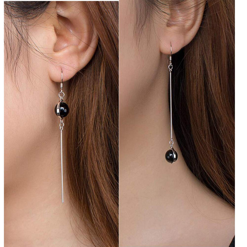 [Australia] - Sterling Silver Jewelry Sets Asymmetric Earrings with Black Onyx 