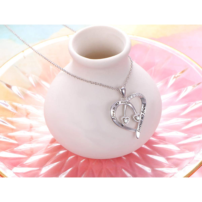[Australia] - S925 Sterling Silver Always My Sister Forever My Friend Love Heart Pendant Necklace Bff Gift for Women Teen Girls Style 7 - Always my sister forever my friend 