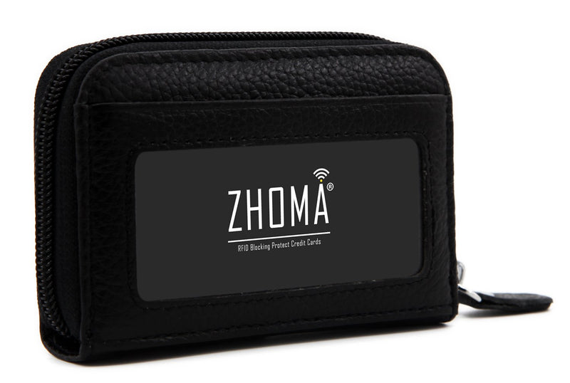 [Australia] - Zhoma RFID Blocking Genuine Leather Credit Card Case Holder Security Travel Wallet - Black 