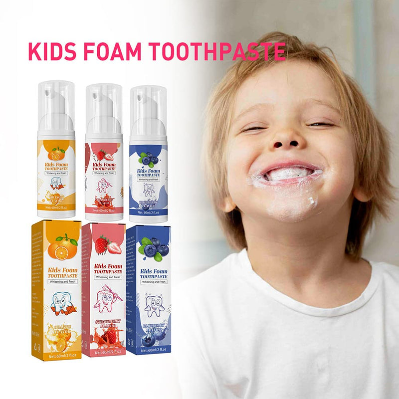 [Australia] - Foam Toothpaste Kids, Whitening Foam Toothpaste Toddler Toothpaste Mouthwash for Toddler, Kids and Children’s Teeth Cleaning for U Shaped & Electric Toothbrush Ages 3 and Up (Blueberry) 