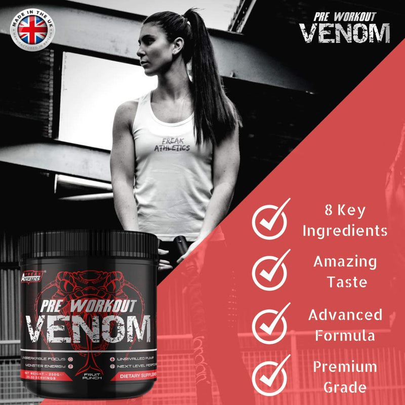 [Australia] - Pre Workout Venom 'Fruit Punch' - Pump Pre Workout Supplement by Freak Athletics - Elite Level Pre Workout Supplement - Pre Workout Powder Made in The UK - Available in Fruit Punch 