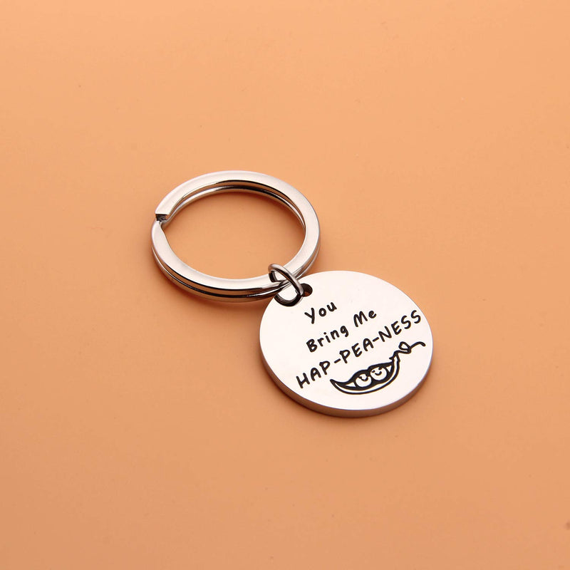 [Australia] - PLITI Couple Keychain Two Peas in A Pod Jewelry Pea Pod Keyring You Bring Me Happeaness Wedding for Couple You Bring Me Happeaness Key 