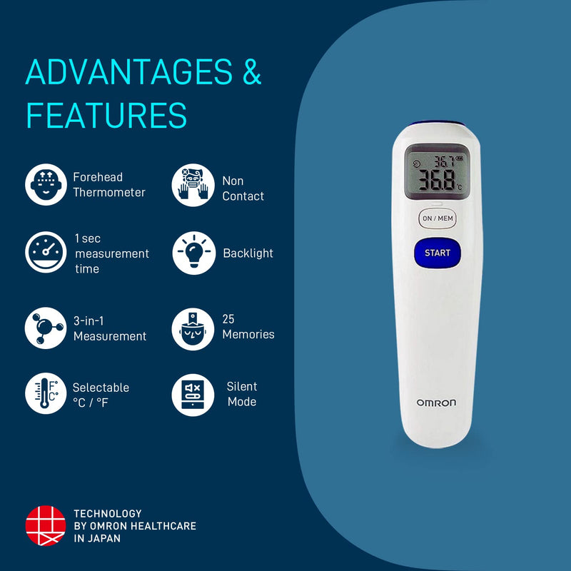 [Australia] - Omron Mc-720 Non-Contact Forehead Thermometer 