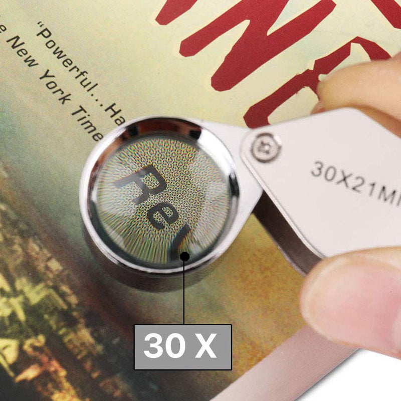 [Australia] - Mini Folding Magnifier 30x 21mm Jewelers Eye Magnifying Glass Magnifier Pocket Handheld Tools Portable Magnifying Glass 