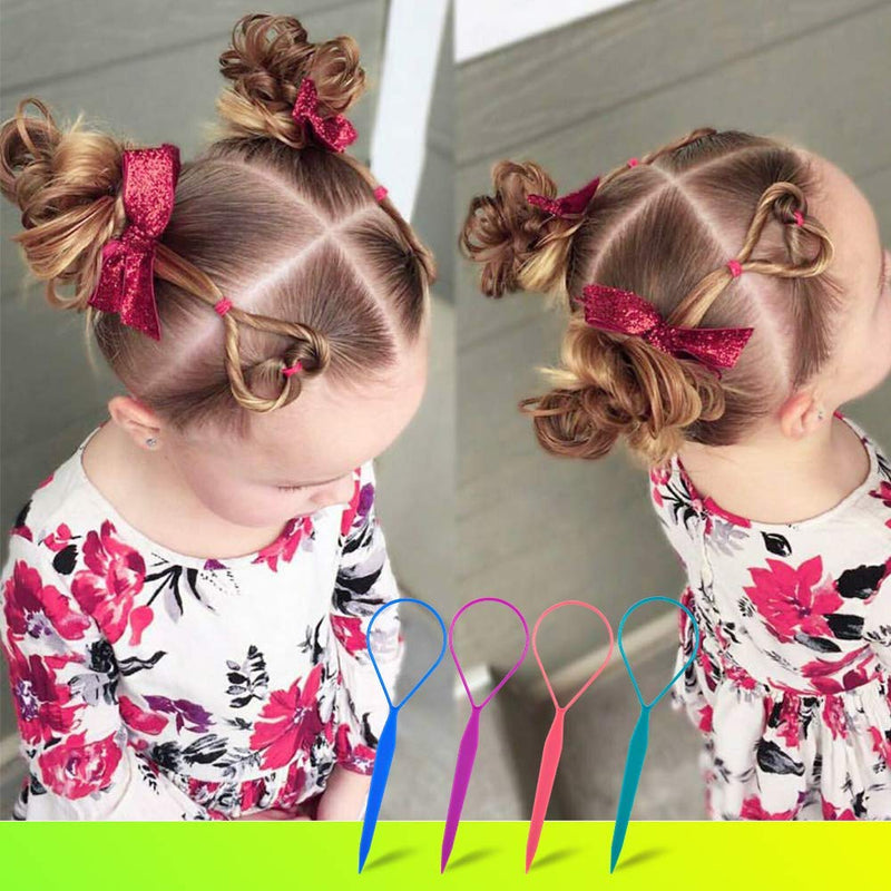 [Australia] - Topsy Tail Hair Tool,MORGLES 8pcs Hair Braiding Tool Topsy Tail Loop French Braid Loop Tool Topsy Tail Kit, 4 Colors 