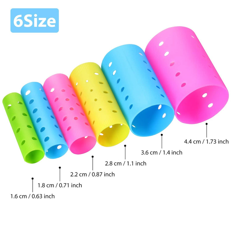 [Australia] - 141 Pieces Magnetic Hair Rollers Set Include 60 Plastic Hair Rollers for Medium Short Long Hair with 60 Pins, 20 Duck Teeth Hair Clips and Hairnet Hairdressing Tool, Random Color (6 Sizes) 