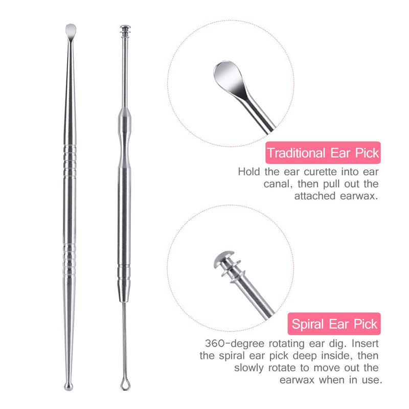 [Australia] - Ear Wax Removal Tool with Led Light for Kids - Toddlers, Infants, Baby and Adult by BonnyEars | Stainless Steel Earwax Remover Kit | Ear Pick Spoon Curette Tweezers Cleaning 