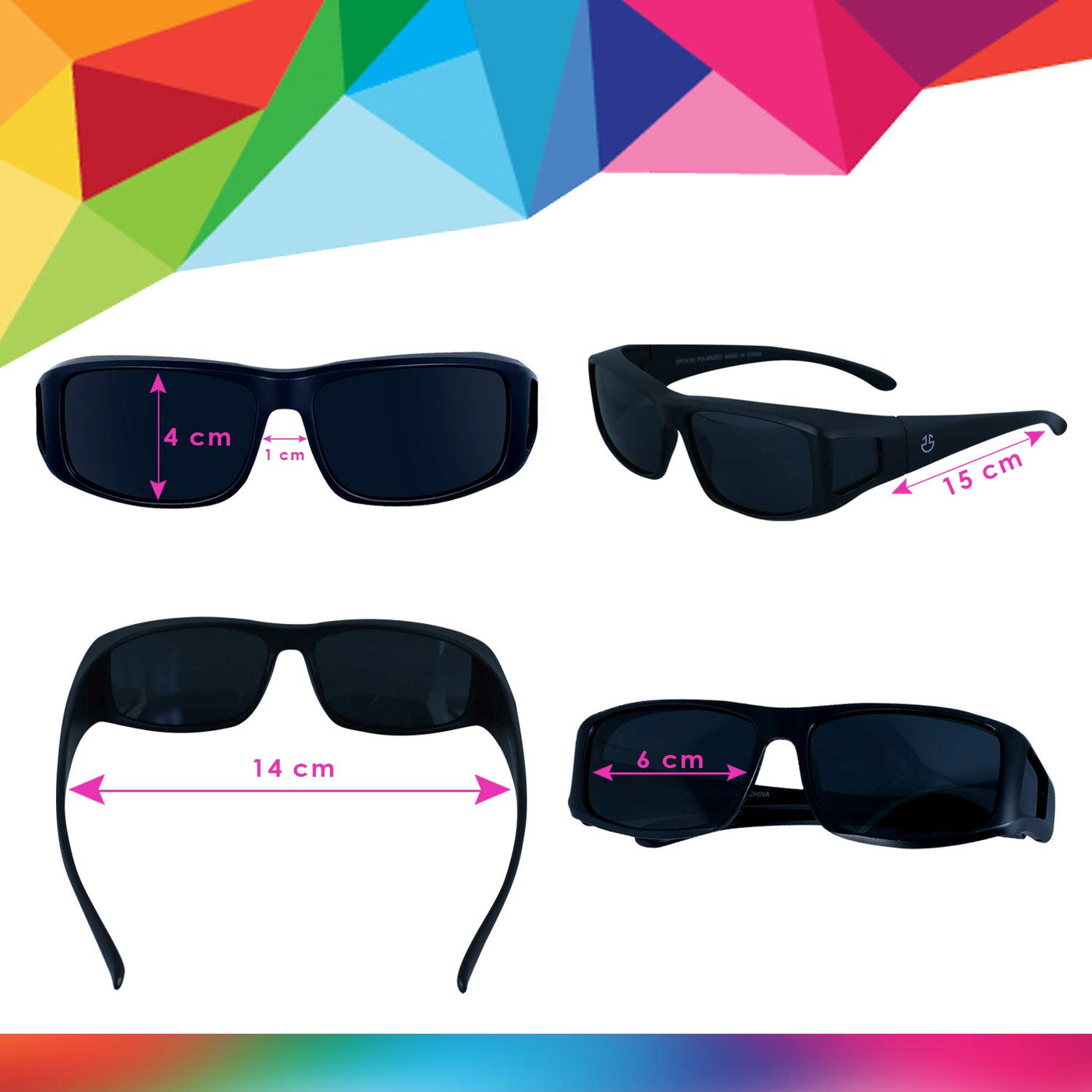 Polarized Sunglasses Over Glasses for Small Face Women & Men; Teen Girls &  Boys Wrap Around Sunglasses Black