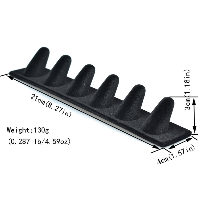 [Australia] - JIFF Black Velvet 6 Finger Ring Showcase Display Jewelry Organizer Stand Jewelry Holder(4 Pack-Black, 6 Fingers Ring Showcase) 