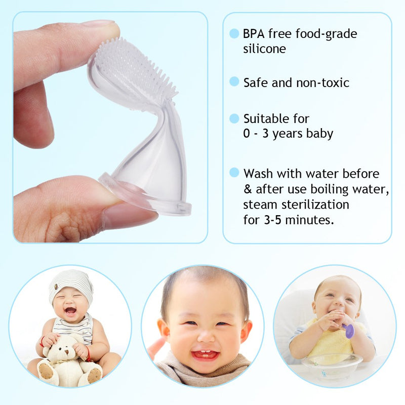 [Australia] - edealing Soft Safe Baby Toothbrush Kids Silicone Finger Toothbrush Gum Brush Clear Massage Pack Of 3 
