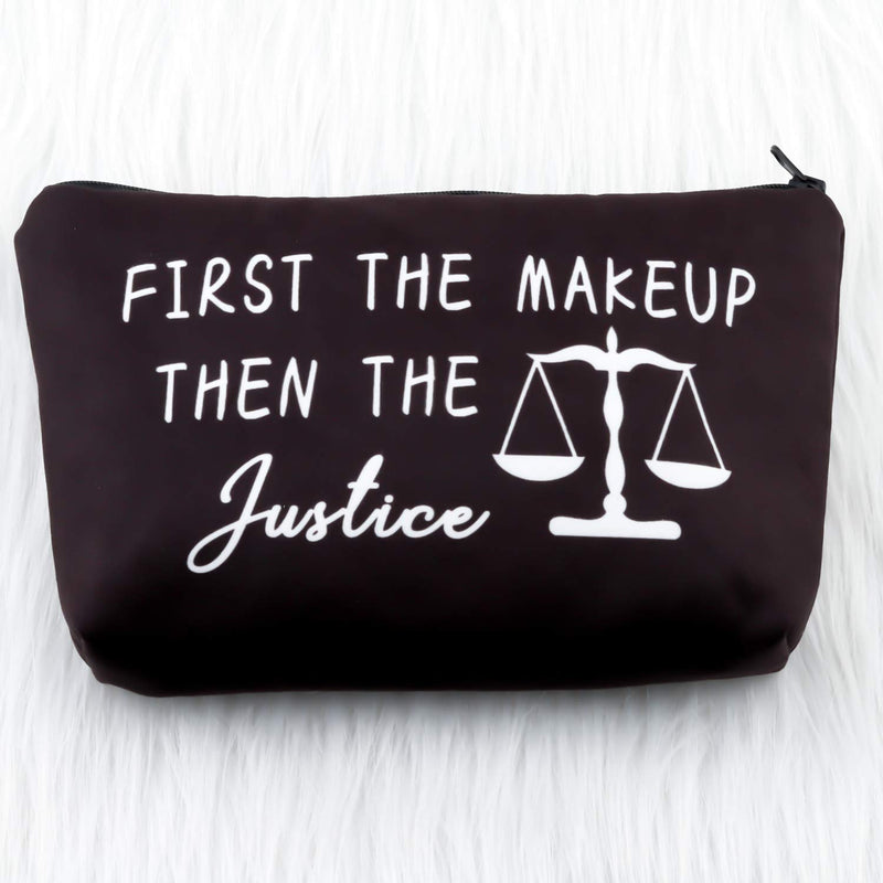 [Australia] - PXTIDY Scales of Justice Lawyer Gifts First the Makeup then the Justice Makeup Bag Cosmetic Bag Future Lawyer Gift Law Judge Student Graduation Gift (BLACK) BLACK 