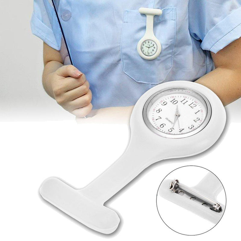 [Australia] - Nurse Watch Brooch, Silicone with Pin/Clip, Glow in Dark, Infection Control Design, Health Care Nurse Doctor Paramedic Medical Brooch Fob Watch… White 