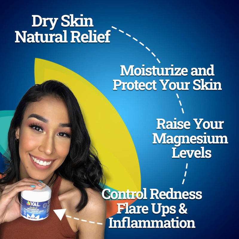 [Australia] - VAL Zechstein Magnesium Chloride Formula Eczema Psoriasis Anti Itch Cream Moisturizer for Dry Skin with Organic Oils Almond Oil Vitamin E Evening Primrose Oil Calendula Best Cream for Dry Skin 4oz 