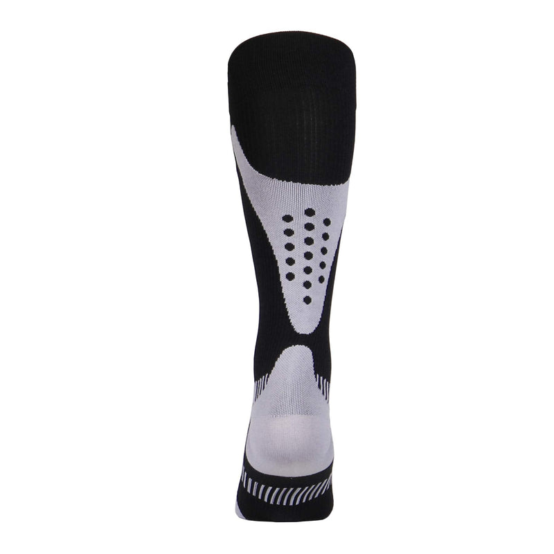 [Australia] - NuVein Compression Socks, 15-20 mmHg Support for Athletic Performance and Medical Recovery, Knee High, Closed Toe, Silver on Black, Large 