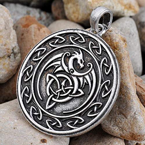 [Australia] - HAQUIL Celtic Jewelry Celtic Dragon Pendant Leather Cord Necklace for Men and Women 3 