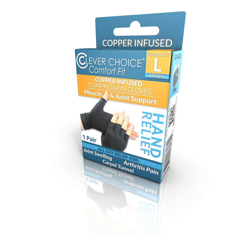 [Australia] - Comfort Fit Copper Infused Compression Gloves - Large Large (3.75" to 4.5") 