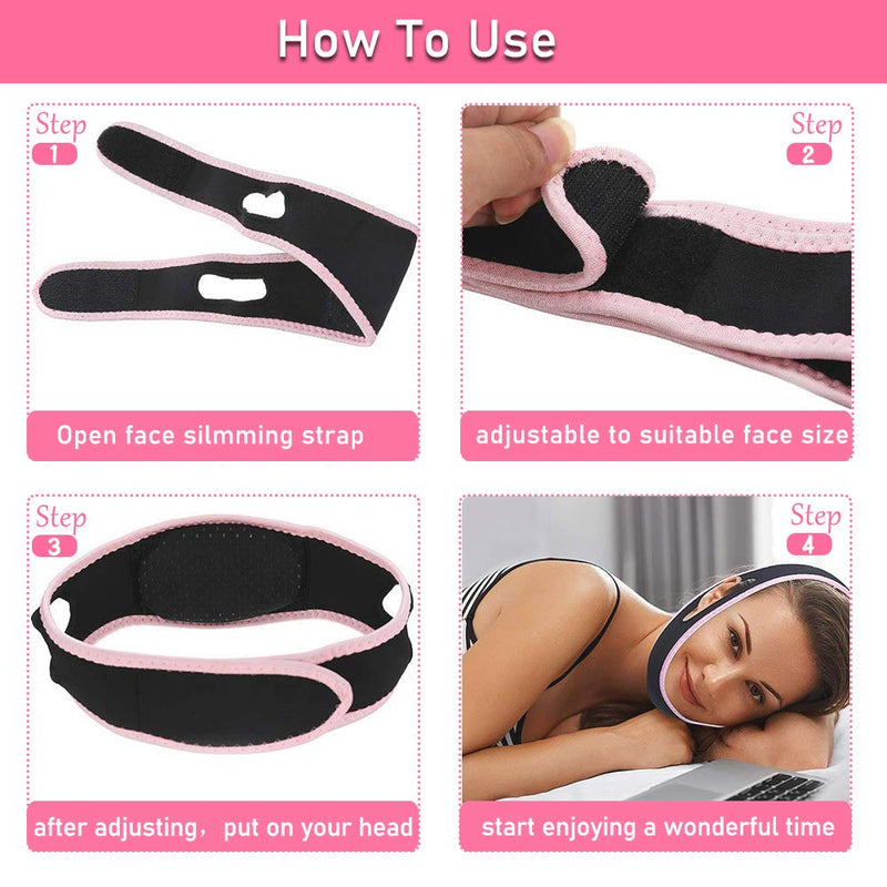 [Australia] - Face Slimming Strap,Queenii Chin Strap V Line Face Lifting Belt, Double Chin Reducer, Pain-Free Women Eliminates Sagging Skin Lifting Firming Anti Aging-Facial Mask Strap (Pink) Pink 