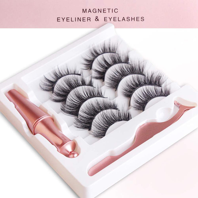 [Australia] - Magnetic Eyelashes with Eyeliner, InBrave 6D Reusable Magnetic False Lashes and Liner Natural Look with Applicator - No Glue Needed (5 Pairs) 55 