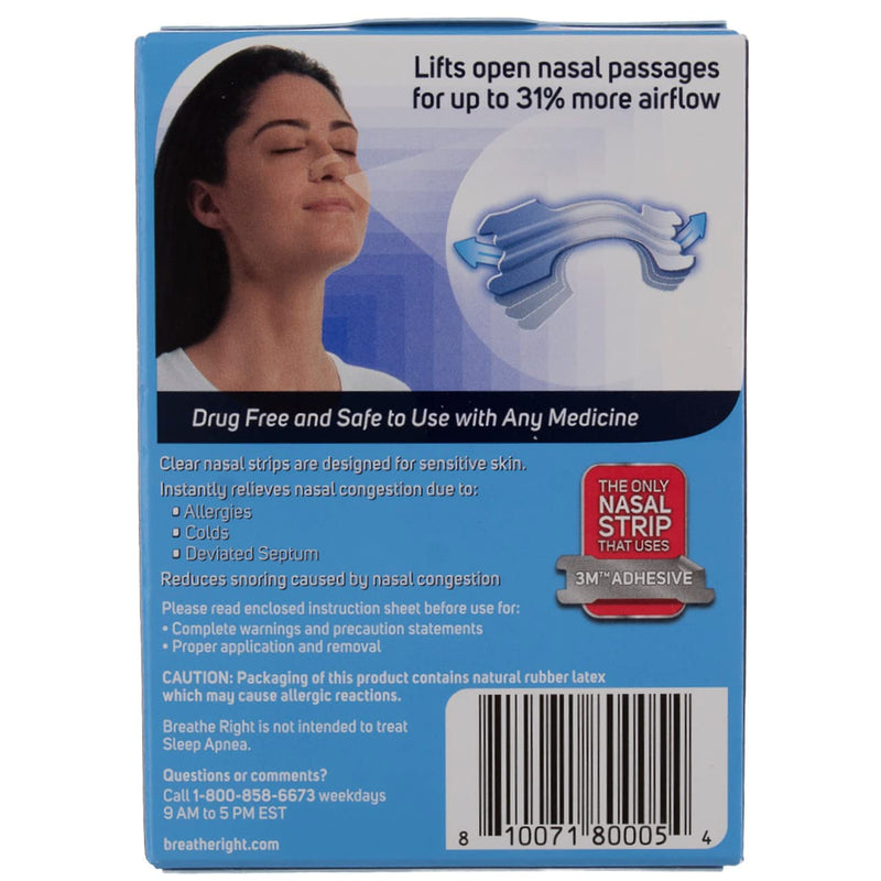 [Australia] - (120 Strips) Breathe Right Nasal Strips Clear Large for Sensitive Skin 