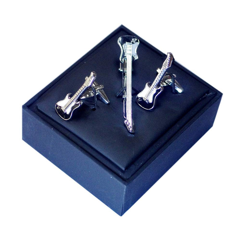 [Australia] - Salutto Men's Cufflink and Tie Clip Tie Bar Set Fashion Special Shape Guitar 