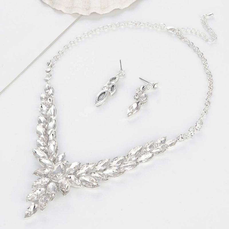 [Australia] - Molie Crystal Necklace Earrings Jewelry Sets for Bridal Bridesmaids Wedding Party Clear 