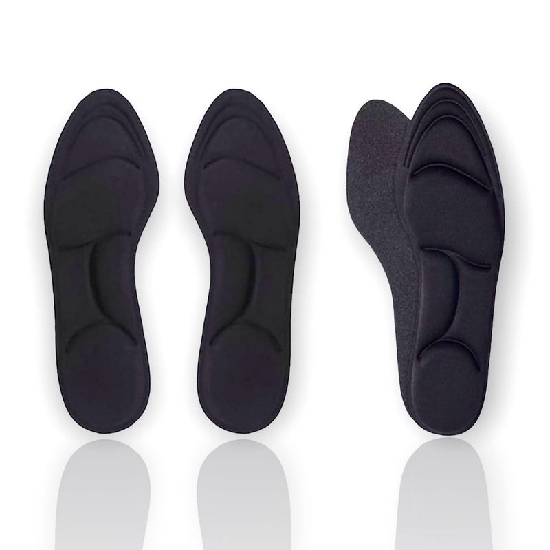 [Australia] - CB 2 Pairs 5D Sponge Insoles Shoe Inserts Liners Cushion Breathable Absorption Arch Pain Barefoot Support Heel Pain Relief Fit Women 5-8.5, Men 4-7, Black Style A-2 Pairs Black 
