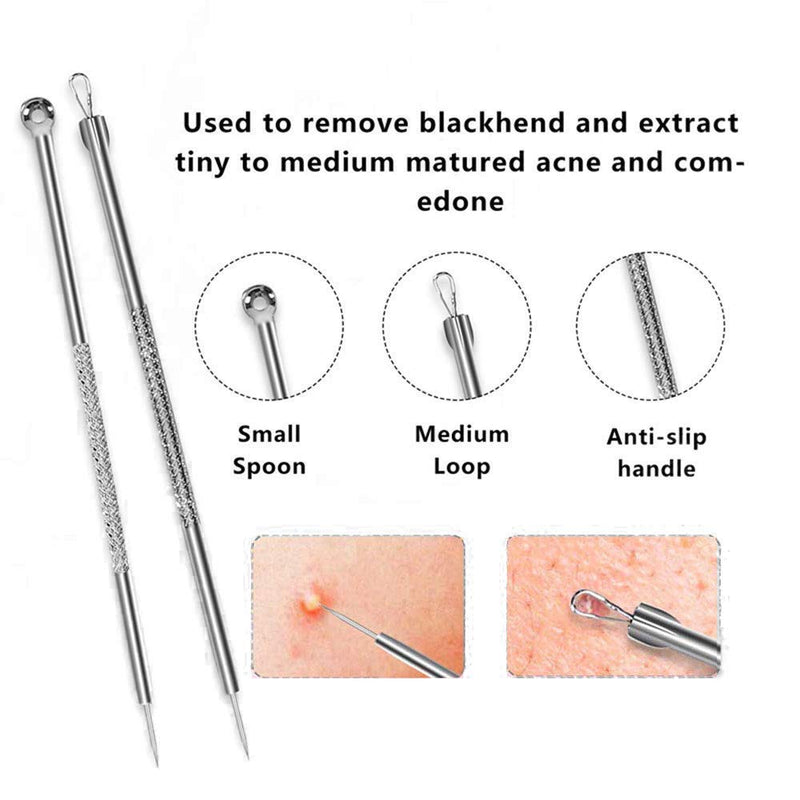 [Australia] - 9 in 1 Pimple Popper Tool Kit- Blackhead Extractor Tool- Comedone Blackhead Remover Tool kit for Nose Face Skin with PU Bag 