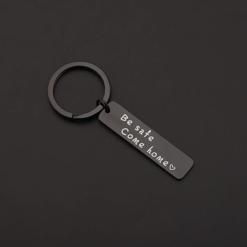 [Australia] - MAOFAED Police Firefighter Military Driver Trucker Biker Gift Be Safe Come Home Keychain Deployment Gift Trooper Deputy Sheriff Gift Be safe come home Black 