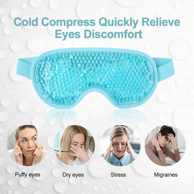 [Australia] - NEWGO Cooling Eye Mask for Puffy Eyes, Reusable Hot Cold Therapy Gel Cold Eye Mask for Migraine, Headache, Dark Circles, Dry Eyes, Swollen Eyes, Sinus Pain, Light Blue 