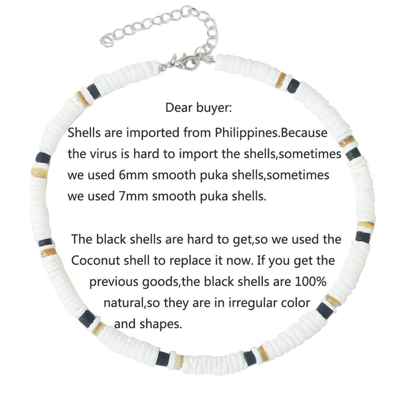 [Australia] - Femtindo Puka Shell Necklace Handmade Genuine Leather Pearl Choker Hawaiian Beach Seashell Chip Collar Necklaces for Women Mixed 