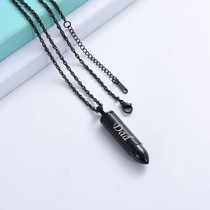 [Australia] - shajwo Cremation Jewelry Bullet Urn Ashes Necklace for Women Men Cylinder Keepsake Memorial Locket Pendant Ash Holder Dad 