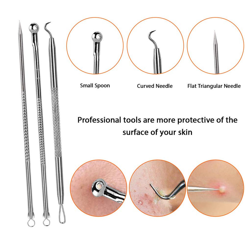 [Australia] - 10PCS Blackhead Remover Pimple Extractor Tool, Comedone Pimple Extractor Tool, Acne Kit for Blackhead, Whitehead Popping, Curved Blackhead Tweezers Kit 