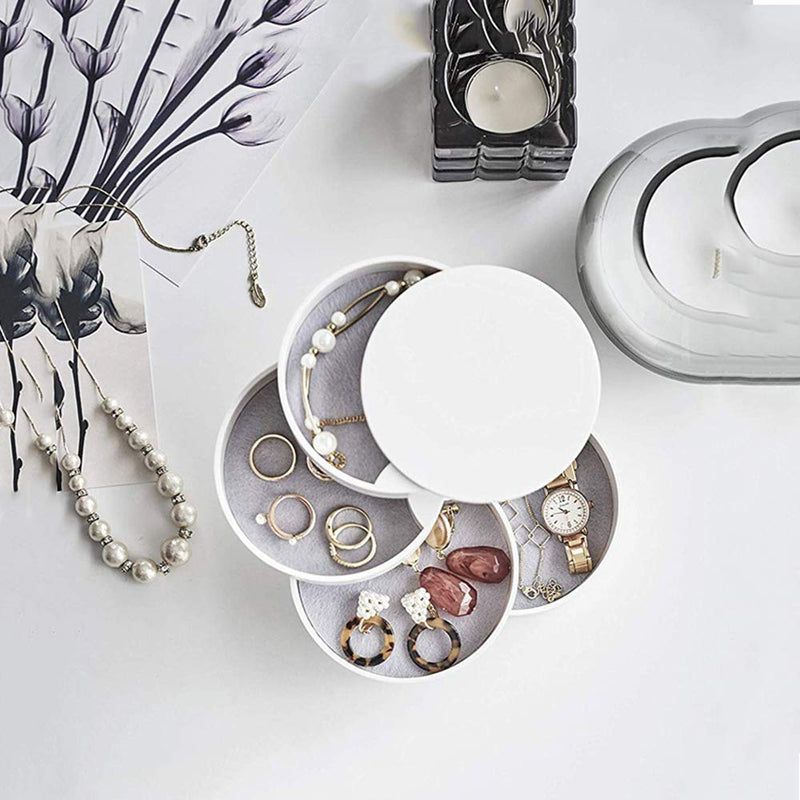 [Australia] - Fullgaden Organizer, 4-Tier 360 Degree Rotating Jewelry Storage Box for Earring Bracelets Rings Fits Small Spaces on Dressers, White 
