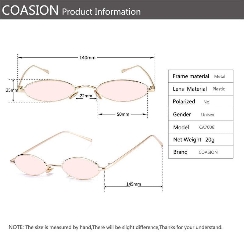 [Australia] - Vintage Small Oval Sunglasses for Women Men Hippie Cool Metal Frame Sun Glasses A7 Silver Frame/Pink Lens 50 Millimeters 