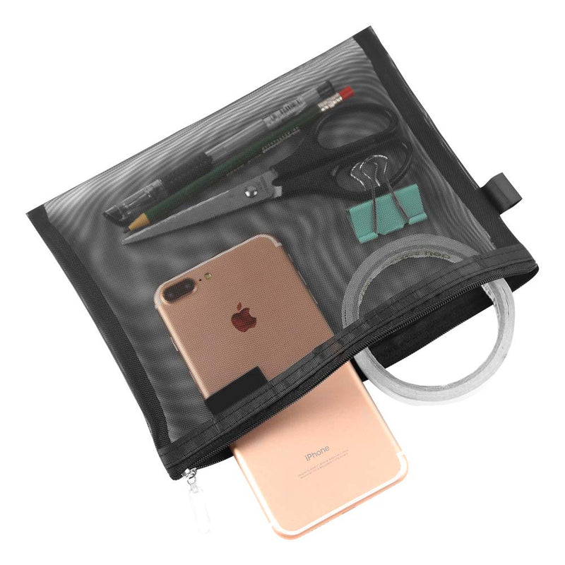 [Australia] - Topfinder Clear Cosmetic Bags Zip Makeup Mesh Bags Pencil Case Pouch Travel Toiletry Kit Set Storage Case ((6A+5A)3 Black) (6A+5A)*3 Black 