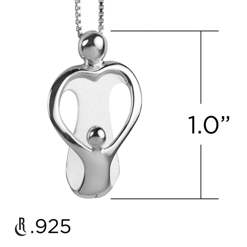 [Australia] - Loving Family Sterling Silver 18" Loving Family Heart Shaped Pendant Necklace Mother & 1 to 4 Children Options. Choice of Sterling Silver, Rose & Yellow Gold Mother & 1 Child - Silver 