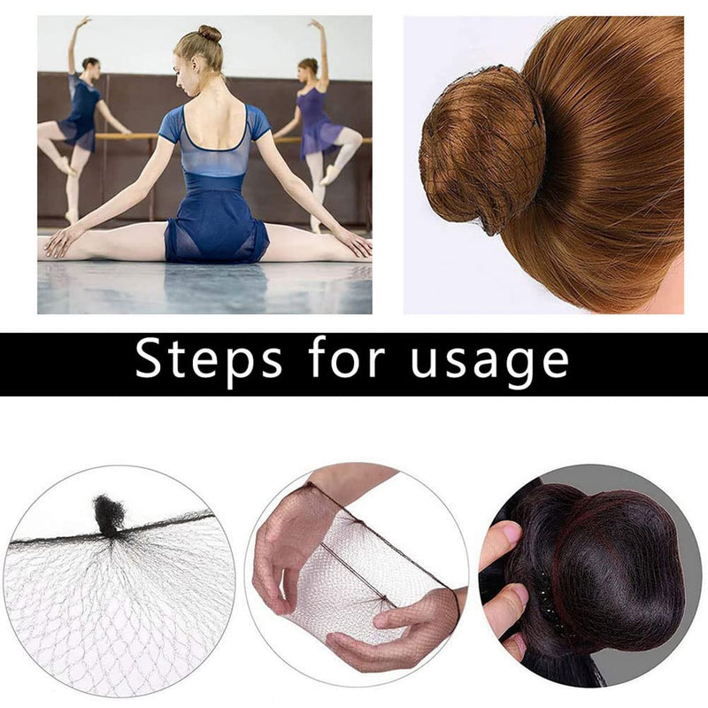 [Australia] - 100Pcs Hair Nets for Ballet, 50 Pcs Invisible Mesh Bun Hairnets with 50 Pcs U Shaped Hair Pins for Women Hair Bun Catering Nurse 