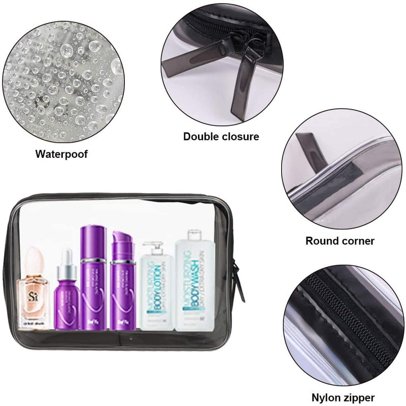 [Australia] - HQDeal Clear Zipper Toiletry Bag in 4 Size, Airport Security Approved PVC Travel Luggage Pouch Transparent Makeup Bag Cosmetic Bag Waterproof Shower Wash Bag Organizer for Women Men Kids 