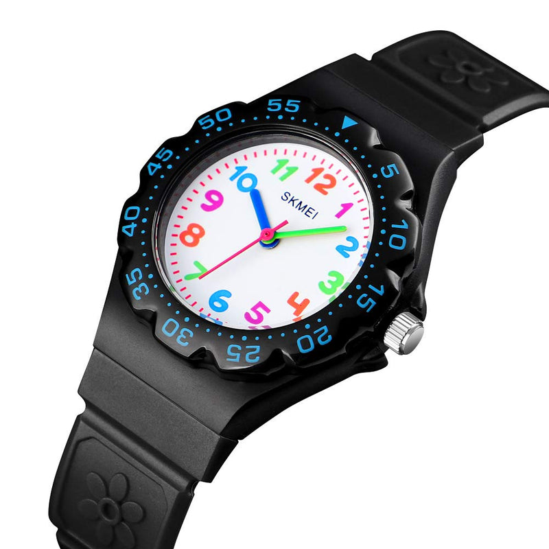 [Australia] - CakCity Kids Watch Waterproof Cute Cartoon Analog Girls Boys Wrist Watch for Little Child Time Teacher for Children 3-10 Year BLACK 